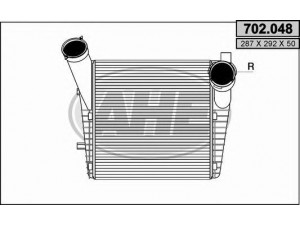 AHE 702.048 tarpinis suslėgto oro aušintuvas, kompresorius 
 Variklis -> Oro tiekimas -> Įkrovos agregatas (turbo/superįkrova) -> Tarpinis suslėgto oro aušintuvas
95511080300