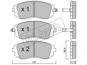 fri.tech. 516.0 stabdžių trinkelių rinkinys, diskinis stabdys 
 Techninės priežiūros dalys -> Papildomas remontas
26296-AE160, 26296-AG040, 26296-FE000