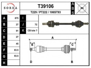 EAI T39106 kardaninis velenas
327217, 327475