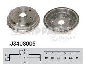 NIPPARTS J3408005 stabdžių būgnas 
 Stabdžių sistema -> Būgninis stabdys -> Stabdžių būgnas
43511-60A00