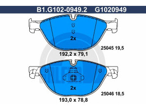 GALFER B1.G102-0949.2 stabdžių trinkelių rinkinys, diskinis stabdys 
 Techninės priežiūros dalys -> Papildomas remontas
34 11 6 775 322, 34 11 6 851 269