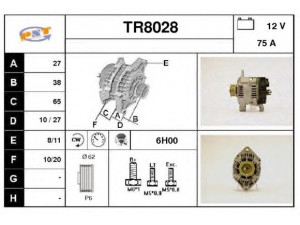 SNRA TR8028 kintamosios srovės generatorius 
 Elektros įranga -> Kint. sr. generatorius/dalys -> Kintamosios srovės generatorius
FMR8107040, 7700861496, 7701499604