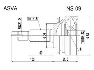 ASVA NS-09 jungčių komplektas, kardaninis velenas
39100-32R00, 39100-50R00, 39101-32R00