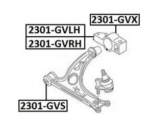 ASVA 2301-GVRH valdymo svirties/išilginių svirčių įvorė 
 Ašies montavimas/vairavimo mechanizmas/ratai -> Valdymo svirtis/pasukamosios svirties sujungimas -> Montavimas/sutvirtinimas
1K0199232J
