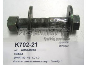 ASHUKI K702-21 reguliavimo varžtas, stabdžių sistema 
 Stabdžių sistema -> Būgninis stabdys -> Dalys/priedai
46300-60B00, 46300-60B10, 46300-70C02