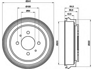 HELLA 8DT 355 300-551 stabdžių būgnas 
 Stabdžių sistema -> Būgninis stabdys -> Stabdžių būgnas
MB58758, MB699291