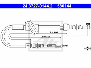 ATE 24.3727-0144.2 trosas, stovėjimo stabdys 
 Stabdžių sistema -> Valdymo svirtys/trosai
893 609 722 F