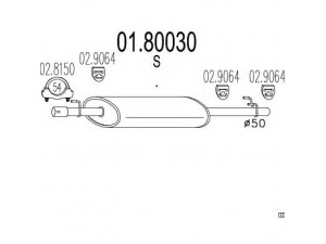 MTS 01.80030 vidurinis duslintuvas 
 Išmetimo sistema -> Duslintuvas
