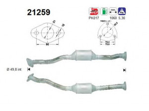 AS 21259 katalizatoriaus keitiklis 
 Išmetimo sistema -> Katalizatoriaus keitiklis
5854283, 855083, 855143, 855205