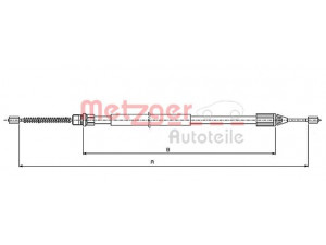 METZGER 10.6543 trosas, stovėjimo stabdys 
 Stabdžių sistema -> Valdymo svirtys/trosai
7700 427 498