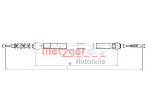 METZGER 10.7620 trosas, stovėjimo stabdys 
 Stabdžių sistema -> Valdymo svirtys/trosai
7201624, 7M0 609 701B, 7M3 609 701C