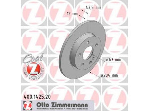ZIMMERMANN 400.1425.20 stabdžių diskas 
 Dviratė transporto priemonės -> Stabdžių sistema -> Stabdžių diskai / priedai
202 421 02 1210, 202 421 02 1264