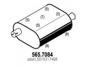 ASSO 565.7084 vidurinis / galinis duslintuvas 
 Išmetimo sistema -> Duslintuvas
5010317468