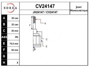 EAI CV24147K jungčių komplektas, kardaninis velenas