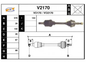 SNRA V2170 kardaninis velenas 
 Ratų pavara -> Kardaninis velenas
91225672