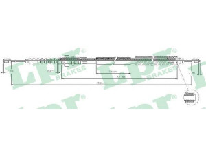 LPR C0116B trosas, stovėjimo stabdys 
 Stabdžių sistema -> Valdymo svirtys/trosai
96092671, 96092761