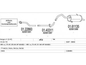 MTS C280850016283 išmetimo sistema 
 Išmetimo sistema -> Išmetimo sistema, visa