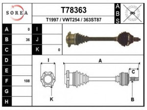 EAI T78363 kardaninis velenas
3535450, 6R0407761E, 6R0407761L