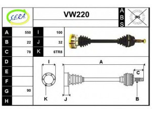 SERA VW220 kardaninis velenas 
 Ratų pavara -> Kardaninis velenas
1H0407271A, 1H0407271AX