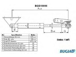 BUGIAD BGS10896 dujinė spyruoklė, bagažinė 
 Priedai -> Bagažinė/pakrovimo skyrius
68960-44010