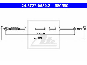 ATE 24.3727-0580.2 trosas, stovėjimo stabdys 
 Stabdžių sistema -> Valdymo svirtys/trosai
51871598, 51871599, 55700927, 55704103