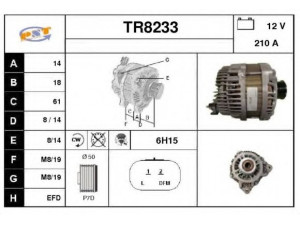SNRA TR8233 kintamosios srovės generatorius 
 Elektros įranga -> Kint. sr. generatorius/dalys -> Kintamosios srovės generatorius
A4TJ0381, A4TJ0382, 8200654789