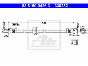 ATE 83.6150-0426.3 stabdžių žarnelė 
 Stabdžių sistema -> Stabdžių žarnelės
34 32 1 159 717