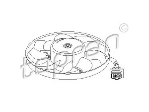TOPRAN 107 706 ventiliatorius, radiatoriaus 
 Aušinimo sistema -> Oro aušinimas
1C0 959 455C, 1J0 959 455K, 1J0 959 455M