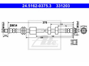 ATE 24.5162-0375.3 stabdžių žarnelė 
 Stabdžių sistema -> Stabdžių žarnelės
30683623, 30793631, 31305077