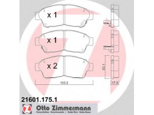 ZIMMERMANN 21601.175.1 stabdžių trinkelių rinkinys, diskinis stabdys 
 Techninės priežiūros dalys -> Papildomas remontas
0446505010, 0446512500, 0446512540