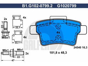 GALFER B1.G102-0799.2 stabdžių trinkelių rinkinys, diskinis stabdys 
 Techninės priežiūros dalys -> Papildomas remontas
4253 71, 4254 32