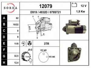 EAI 12079 starteris 
 Elektros įranga -> Starterio sistema -> Starteris
M1T30071, M1T30072, 55353857, 6202074