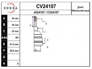 EAI CV24107K jungčių komplektas, kardaninis velenas