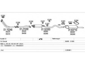 MTS C250861005029 išmetimo sistema 
 Išmetimo sistema -> Išmetimo sistema, visa