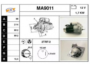 SNRA MA9011 starteris 
 Elektros įranga -> Starterio sistema -> Starteris
PN2318400, PN4018400, M1T90081