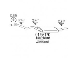 MTS 01.95170 galinis duslintuvas 
 Išmetimo sistema -> Duslintuvas
1H6253609AC, 1H6253609F, 1H6253609N