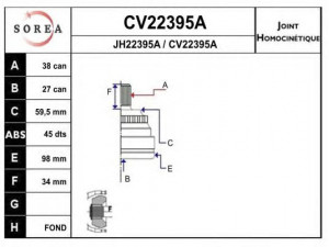 EAI CV22395AK jungčių komplektas, kardaninis velenas 
 Ratų pavara -> Sujungimai/komplektas