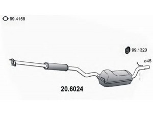 ASSO 20.6024 vidurinis duslintuvas 
 Išmetimo sistema -> Duslintuvas
Z60140300C, Z60140300E, Z60140300F