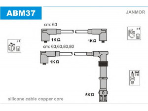 JANMOR ABM37 uždegimo laido komplektas 
 Kibirkšties / kaitinamasis uždegimas -> Uždegimo laidai/jungtys
037 905 409 B, 037905409B, N 100 529 06