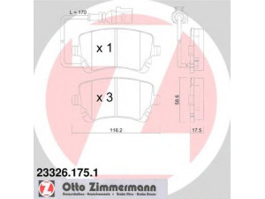 ZIMMERMANN 23326.175.1 stabdžių trinkelių rinkinys, diskinis stabdys 
 Techninės priežiūros dalys -> Papildomas remontas
7H0 698 451, 7H0 698 451 B