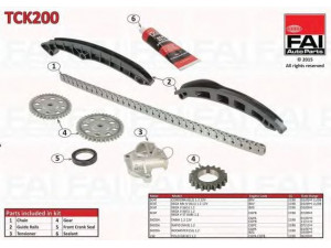FAI AutoParts TCK200 pavaros grandinės komplektas 
 Variklis -> Variklio uždegimo laiko reguliavimo kontrolė -> Sinchronizavimo grandinė/įtempiklis/kreiptuvas -> Pavaros grandinės komplektas