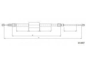 CABOR 10.6687 trosas, stovėjimo stabdys 
 Stabdžių sistema -> Valdymo svirtys/trosai
8200243673, 8200247043