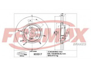FREMAX BD-2317 stabdžių diskas 
 Stabdžių sistema -> Diskinis stabdys -> Stabdžių diskas
7701 207 378, 8200242317, 8200570677