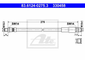 ATE 83.6124-0275.3 stabdžių žarnelė 
 Stabdžių sistema -> Stabdžių žarnelės
34 30 1 162 471, 34 30 1 163 080