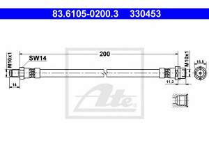 ATE 83.6105-0200.3 stabdžių žarnelė 
 Stabdžių sistema -> Stabdžių žarnelės
8D0 611 775 B