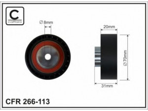CAFFARO 266-113 kreipiantysis skriemulys, V formos rumbuotas diržas 
 Diržinė pavara -> V formos rumbuotas diržas/komplektas -> Laisvasis/kreipiamasis skriemulys