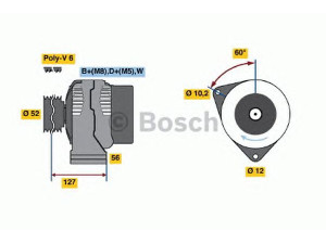 BOSCH 0 123 320 057 kintamosios srovės generatorius 
 Elektros įranga -> Kint. sr. generatorius/dalys -> Kintamosios srovės generatorius
52 46 871, 85 49 438, 4734018, 5246871