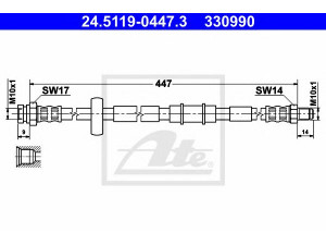 ATE 24.5119-0447.3 stabdžių žarnelė 
 Stabdžių sistema -> Stabdžių žarnelės
46845598