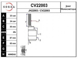 EAI CV22003K jungčių komplektas, kardaninis velenas 
 Ratų pavara -> Sujungimai/komplektas
