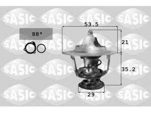 SASIC 3381031 termostatas, aušinimo skystis 
 Aušinimo sistema -> Termostatas/tarpiklis -> Thermostat
133803, 96020348, 7615235, 7615235